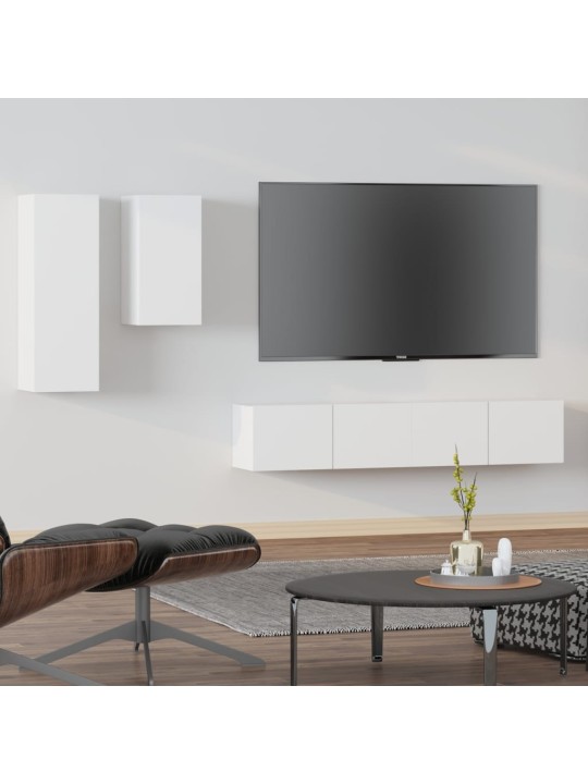 4dílný set TV skříněk bílý kompozitní dřevo
