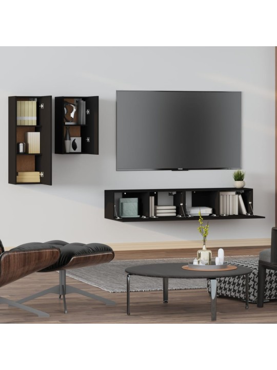 4dílný set TV skříněk černý kompozitní dřevo