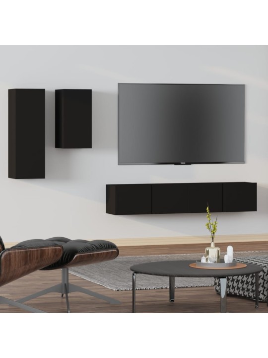 4dílný set TV skříněk černý kompozitní dřevo