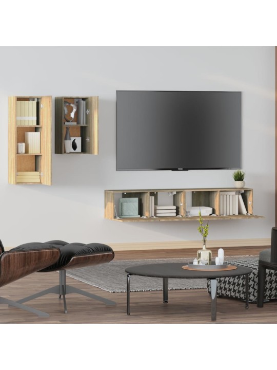 4dílný set TV skříněk dub sonoma kompozitní dřevo