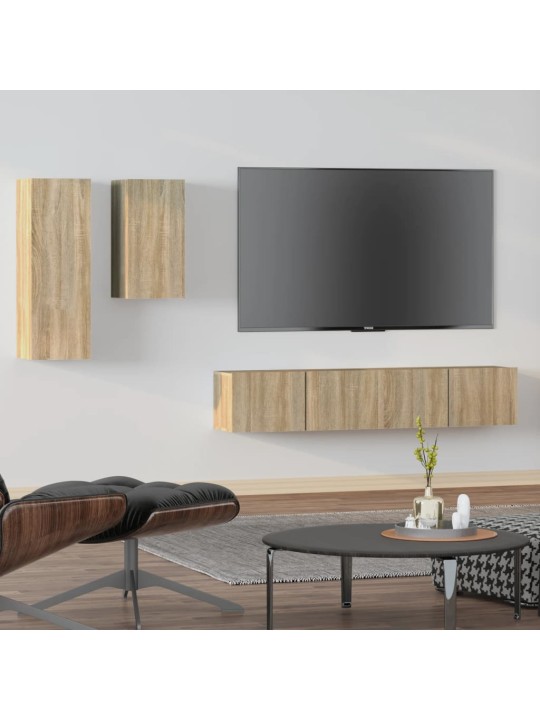 4dílný set TV skříněk dub sonoma kompozitní dřevo