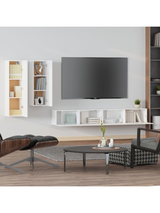 4dílný set TV skříněk bílý kompozitní dřevo