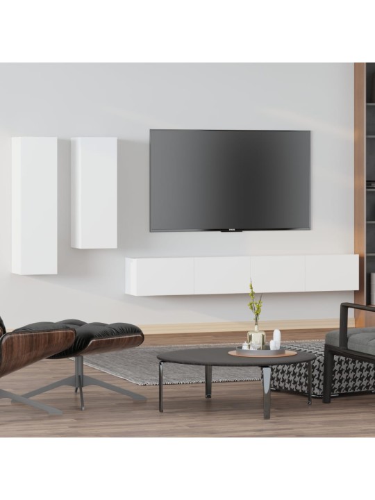 4dílný set TV skříněk bílý kompozitní dřevo