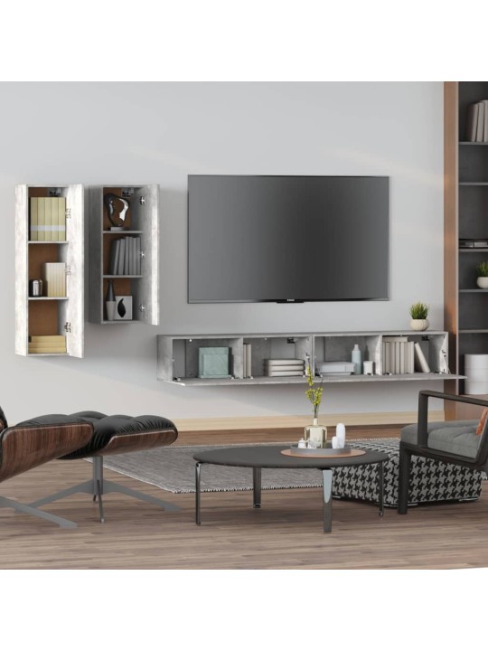 4dílný set tv skříněk betonově šedý kompozitní dřevo