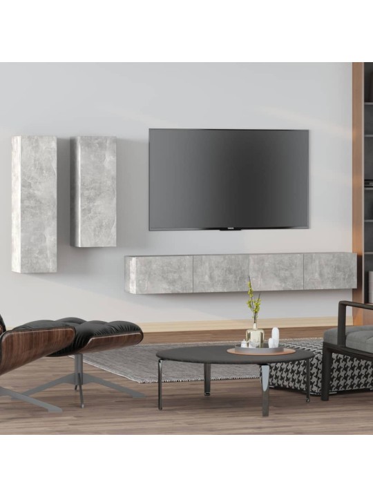 4dílný set tv skříněk betonově šedý kompozitní dřevo