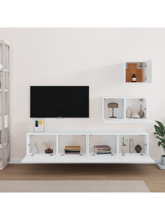 4dílný set TV skříněk bílý kompozitní dřevo