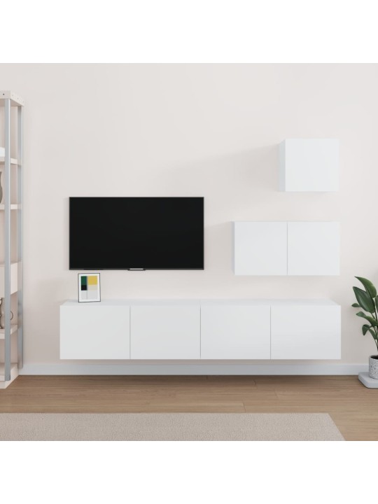 4dílný set TV skříněk bílý kompozitní dřevo