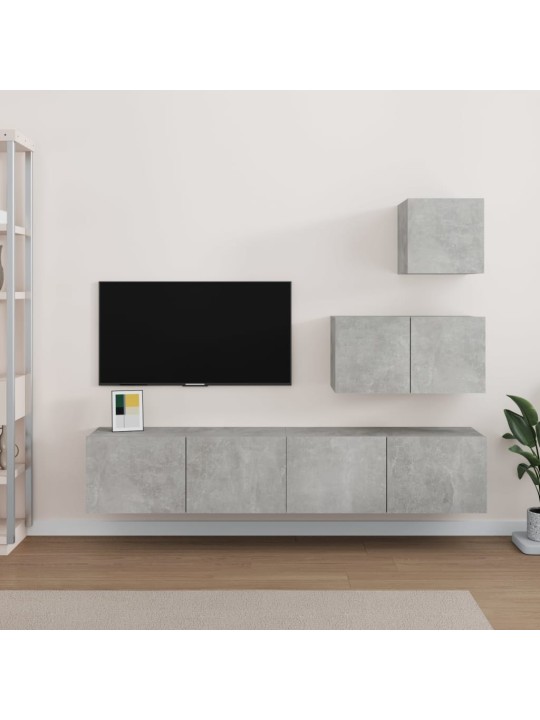 4dílný set TV skříněk betonově šedý kompozitní dřevo