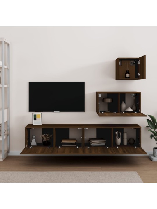 4dílný set tv skříněk hnědý dub kompozitní dřevo