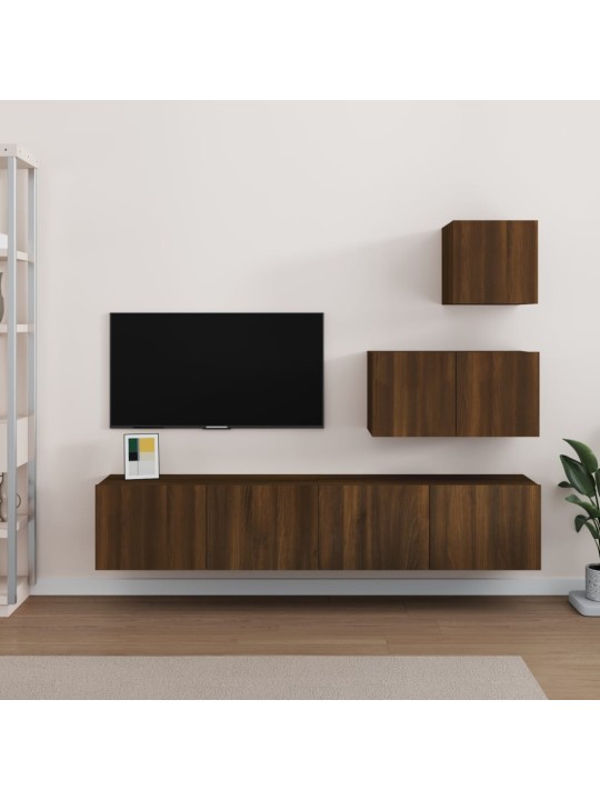 4dílný set tv skříněk hnědý dub kompozitní dřevo