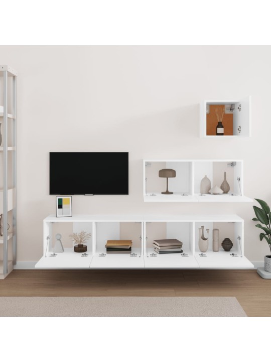 4dílný set TV skříněk bílý kompozitní dřevo