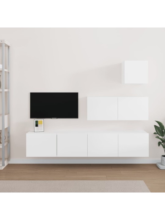4dílný set TV skříněk bílý kompozitní dřevo