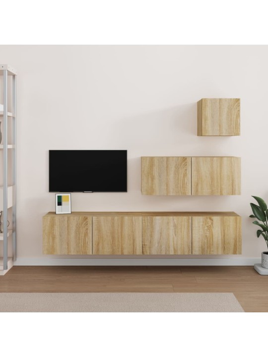 4dílný set TV skříněk dub sonoma kompozitní dřevo