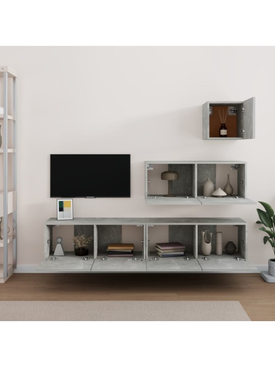 4dílný set TV skříněk betonově šedý kompozitní dřevo