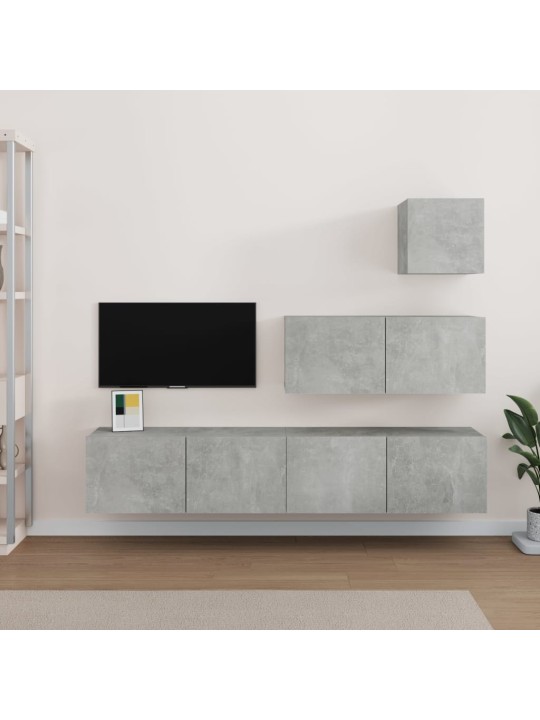 4dílný set TV skříněk betonově šedý kompozitní dřevo