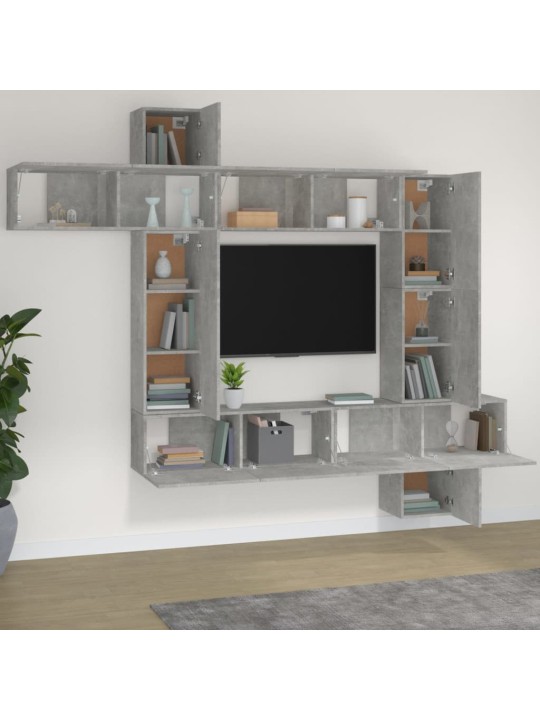 9dílný set TV skříněk betonově šedý kompozitní dřevo