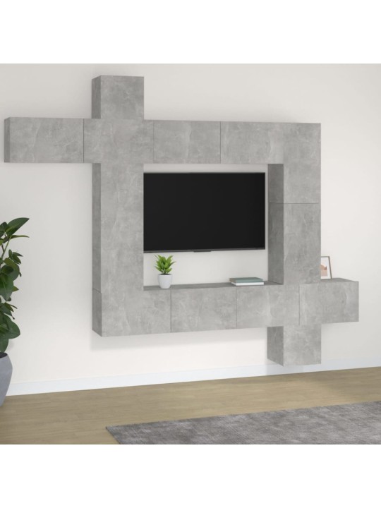 9dílný set TV skříněk betonově šedý kompozitní dřevo