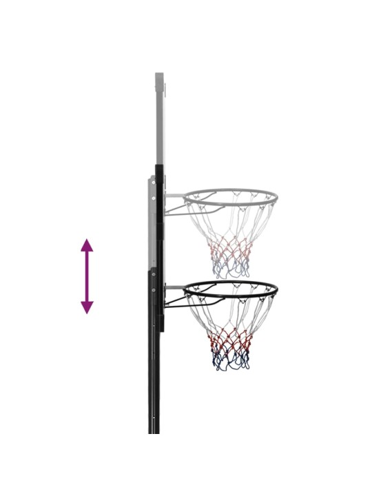 Basketbalový koš s průhlednou deskou 256–361 cm polykarbonát