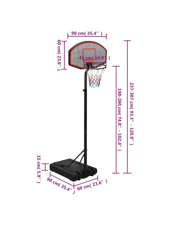 Basketbalový koš černý 237-307 cm polyethylen
