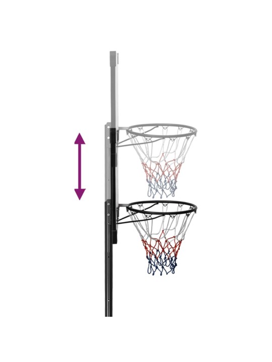 Basketbalový koš s průhlednou deskou 235–301 cm polykarbonát