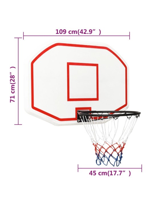 Basketbalový koš bílý 109 x 71 x 3 cm polyethylen
