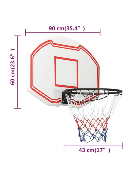 Basketbalový koš bílý 90x60x2 cm polyethylen