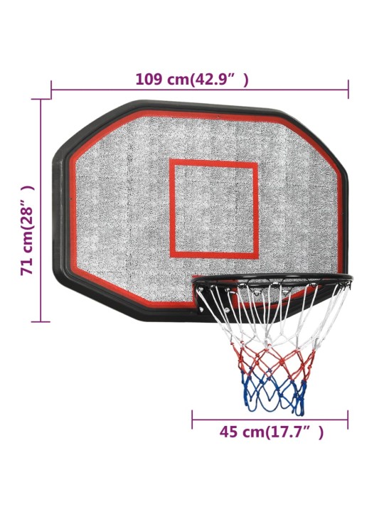 Basketbalový koš černý 109 x 71 x 3 cm polyethylen