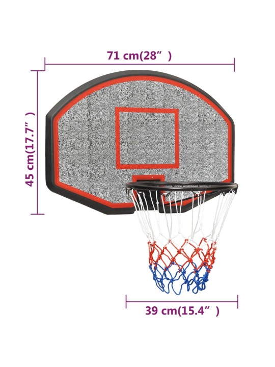 Basketbalový koš černý 71 x 45 x 2 cm polyethylen