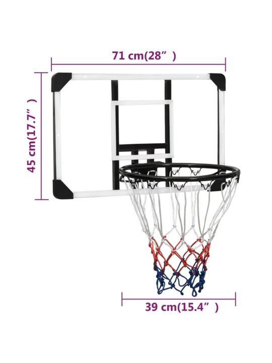 Basketbalový koš s průhlednou deskou 71x45x2,5 cm polykarbonát