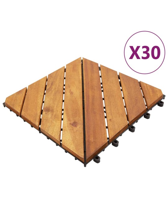 Terasové dlaždice 30 ks hnědé 30 x 30 cm masivní akáciové dřevo