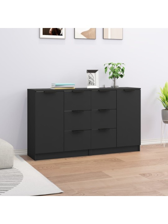 Příborníky 2 ks černé 60 x 30 x 70 cm kompozitní dřevo