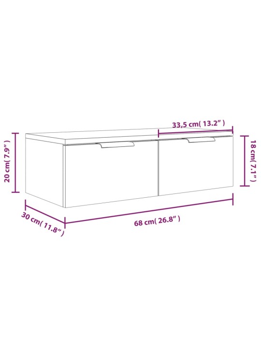 Nástěnné skříňky 2 ks hnědý dub 68x30x20 cm kompozitní dřevo