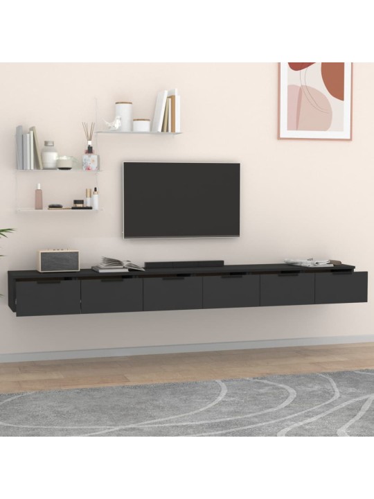 Nástěnné skříňky 2 ks černé 102 x 30 x 20 cm kompozitní dřevo