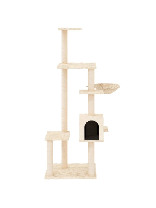 Škrabadlo pro kočky se sisalovými sloupky krémové 142 cm