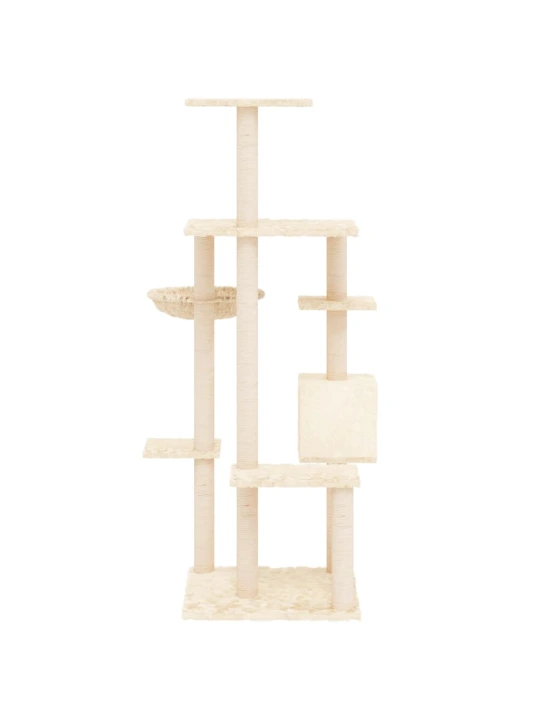 Škrabadlo pro kočky se sisalovými sloupky krémové 142 cm