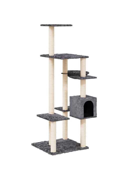 Škrabadlo pro kočky se sisalovými sloupky tmavě šedé 142 cm