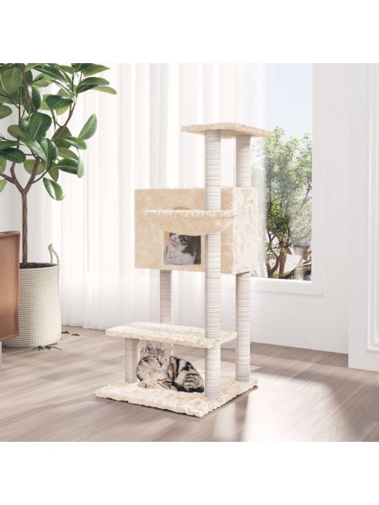 Škrabadlo pro kočky se sisalovými sloupky krémové 108,5 cm