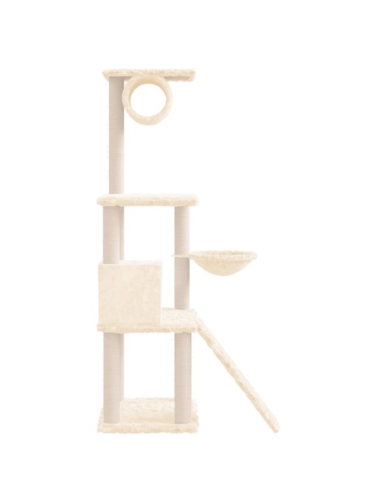 Škrabadlo pro kočky se sisalovými sloupky krémové 131 cm