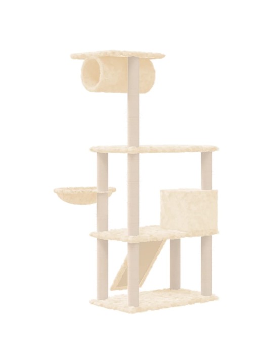 Škrabadlo pro kočky se sisalovými sloupky krémové 131 cm