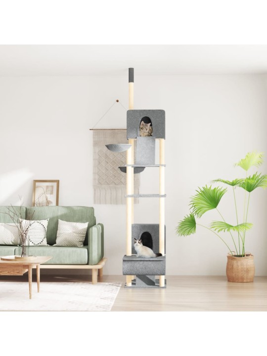 Kočičí strom ke stropu světle šedý 277–303 cm