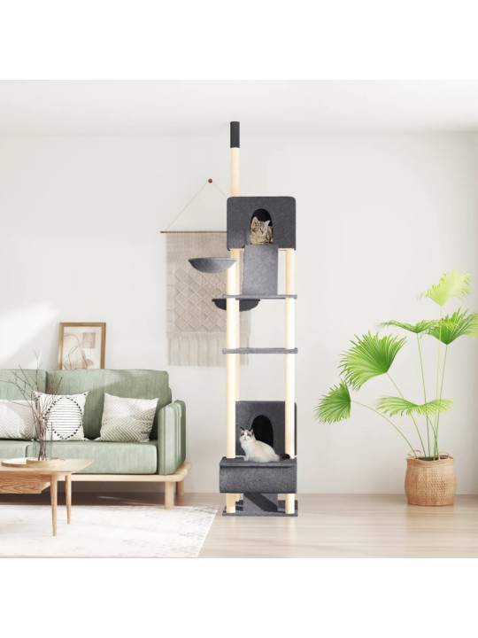Kočičí strom ke stropu tmavě šedý 277–303 cm