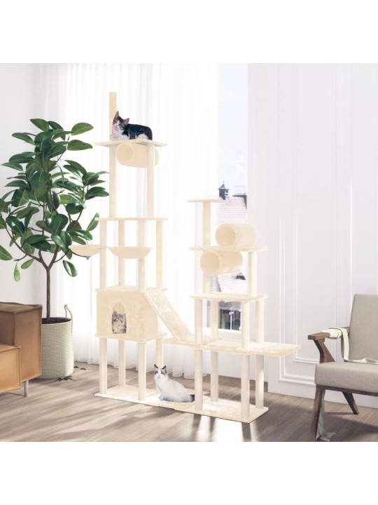 Škrabadlo pro kočky se sisalovými sloupky krémové 279 cm