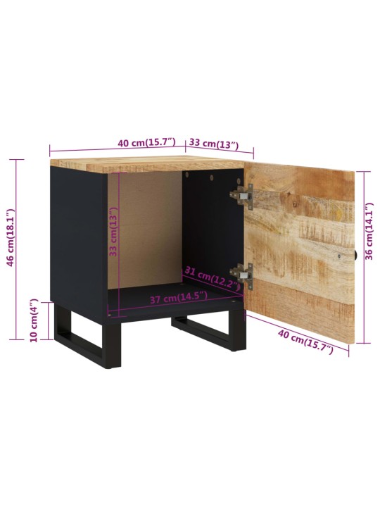 Noční stolky 2 ks 40 x 33 x 46 cm masivní mangovníkové dřevo