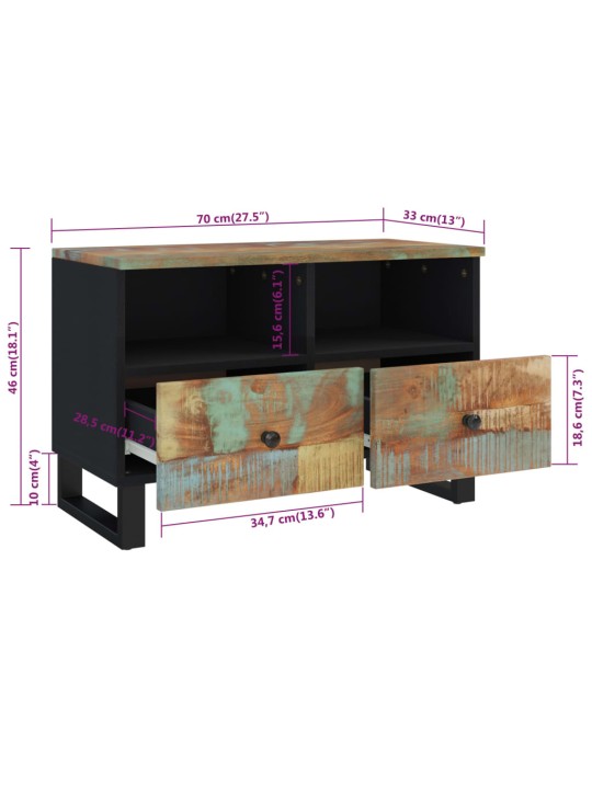 TV skříňka 70 x 33 x 46 cm masivní recyklované dřevo