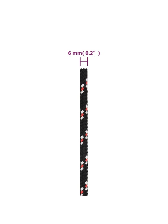 Pracovní lano černé 6 mm 250 m polypropylen