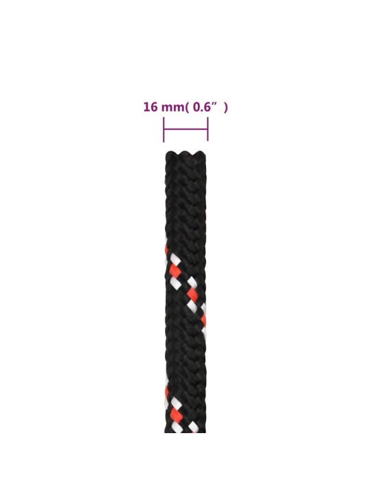 Lodní lano černé 16 mm 25 m polypropylen