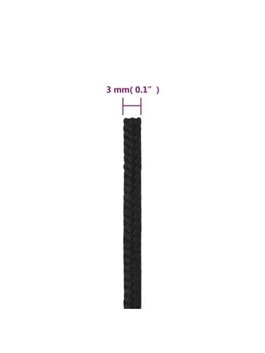 Lodní lano celočerné 3 mm 50 m polypropylen