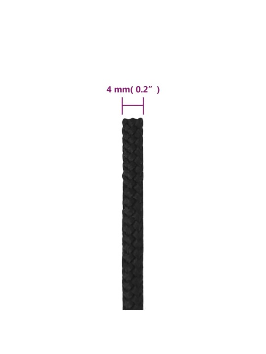 Lodní lano celočerné 4 mm 50 m polypropylen