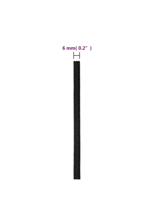 Lodní lano celočerné 6 mm 25 m polypropylen