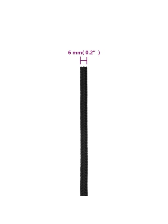 Lodní lano celočerné 6 mm 100 m polypropylen